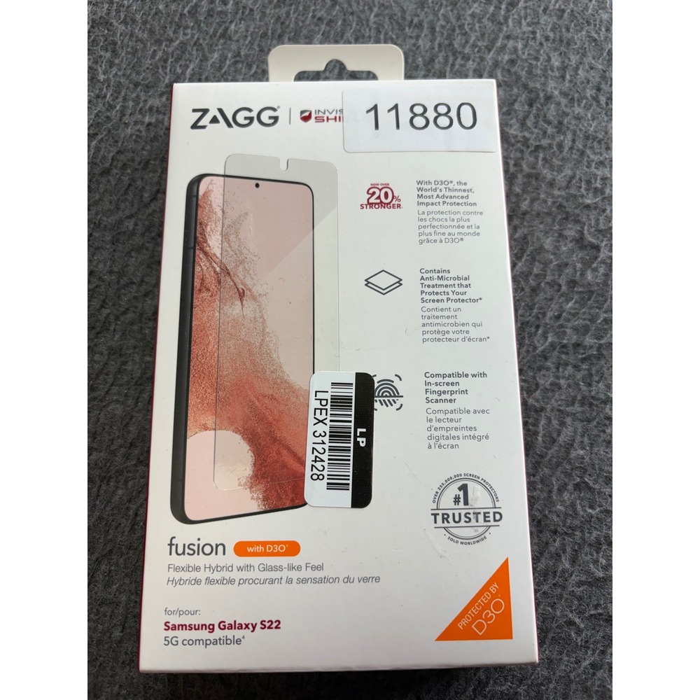 ZAGG InvisibleShield Fusion Screen Protector Samsung Galaxy S22 D3O Impact Flex